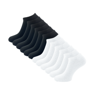 12 paar Sneakersokken Naadloos Zwart/Wit