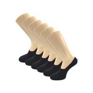 6 paar Invisible sneakersokken footies siliconen hiel zwart