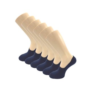 6 paar Invisible sneakersokken footies siliconen hiel marineblauw