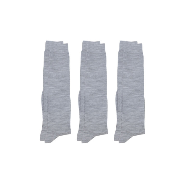 3 paar kniekousen wol naadloos grijs melange