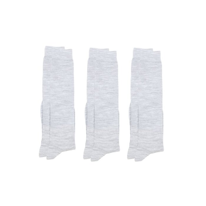 3 paar kniekousen wol naadloos lichtgrijs melange