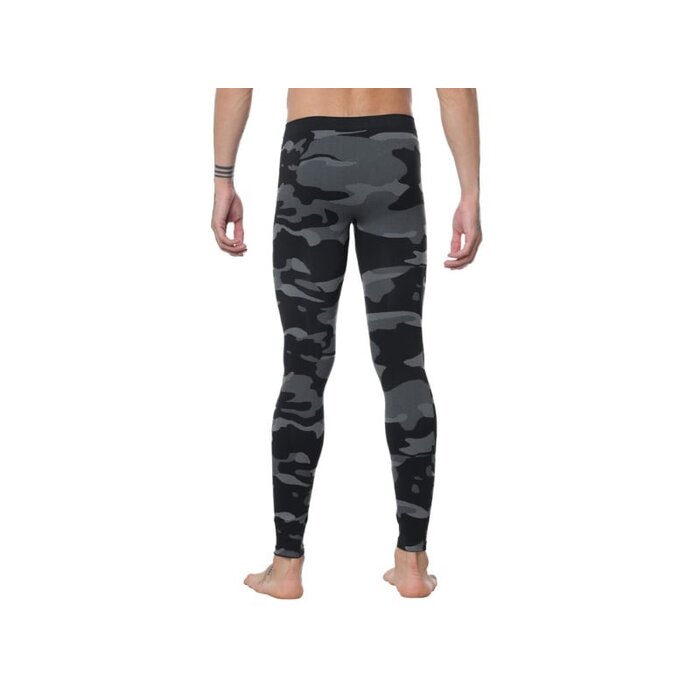 Heren thermo onderbroek lang camouflage zwart