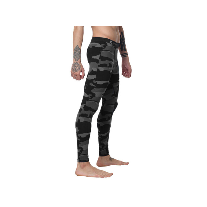 Heren thermo onderbroek lang camouflage zwart