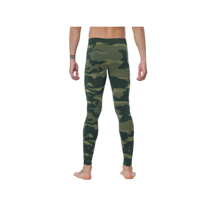 Heren thermo onderbroek lang camouflage groen