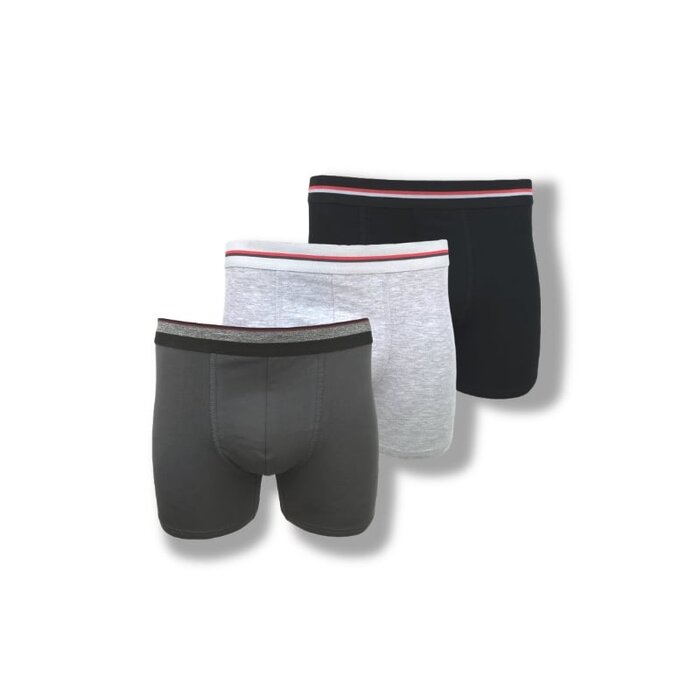3 stuks Basic Boxershorts katoen zwart-grijs-antraciet