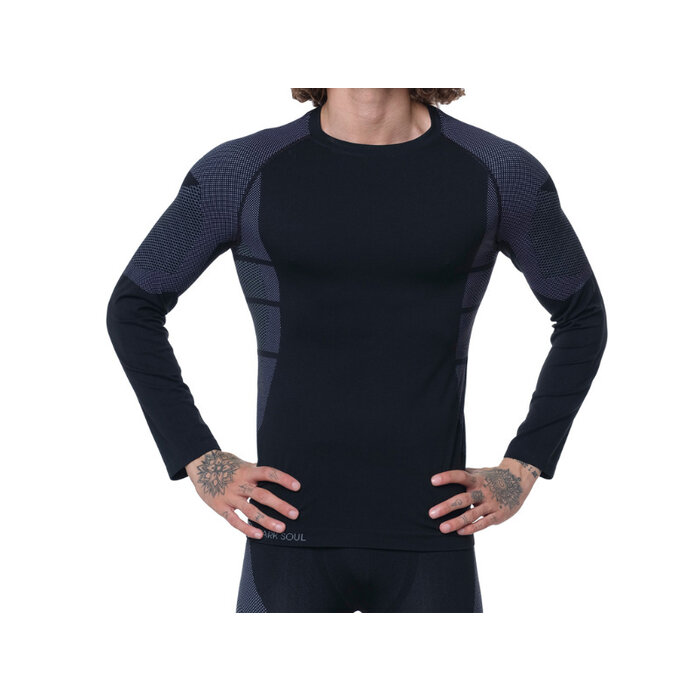 Heren thermoshirt met lange mouwen grijs/zwart