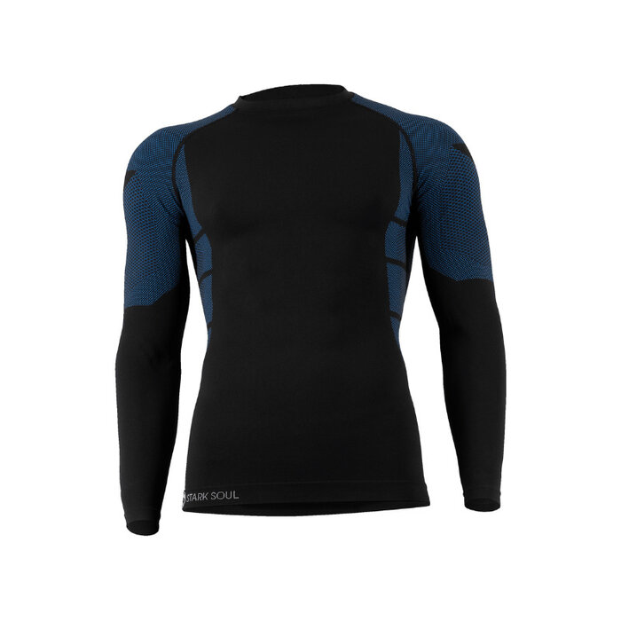 Heren thermoshirt met lange mouwen blauw/zwart