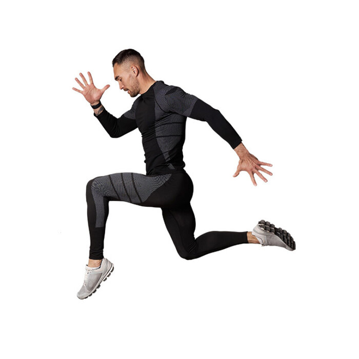 Heren thermoshirt met lange mouwen blauw/zwart