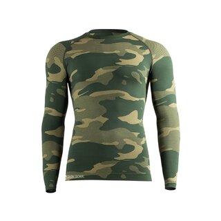 Heren thermoshirt met lange mouwen camouflage groen