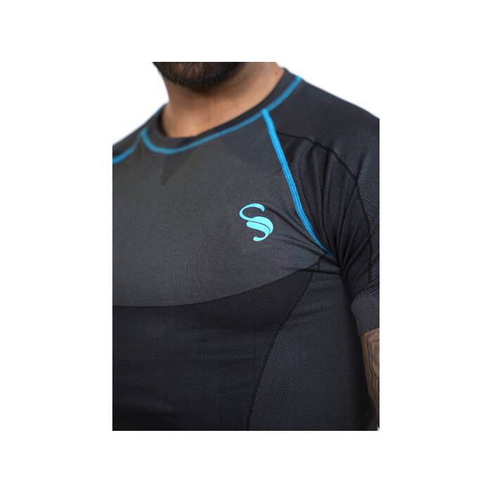 Performance heren sportshirt met lange mouwen t-shirt zwart/grijs