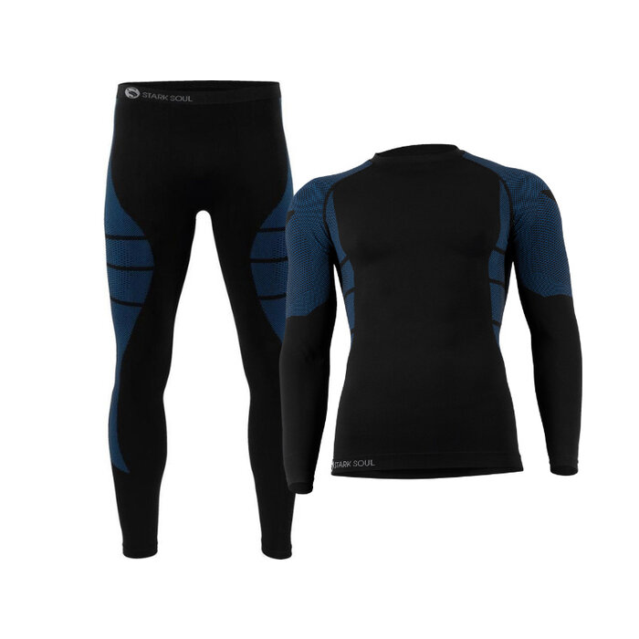 Heren Thermoset thermopak lang blauw/zwart
