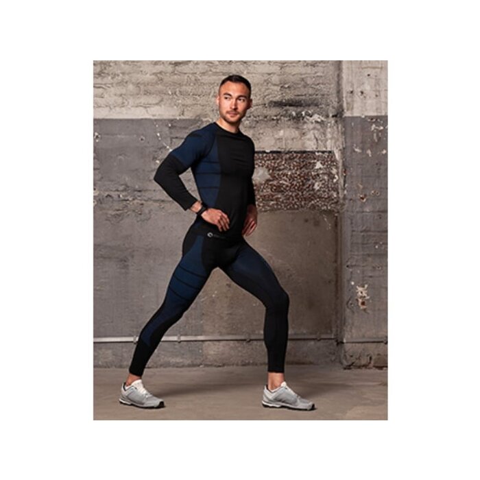 Heren Thermoset thermopak lang blauw/zwart