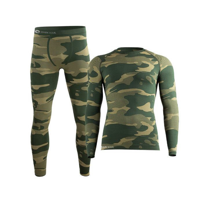 Heren Thermoset thermopak lang camouflage groen