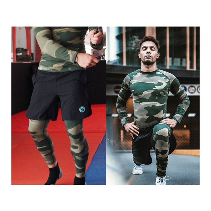 Heren Thermoset thermopak lang camouflage groen