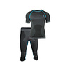 Performance heren sportset sportshirt met korte mouwen 3/4 Sportbroek zwart/grijs