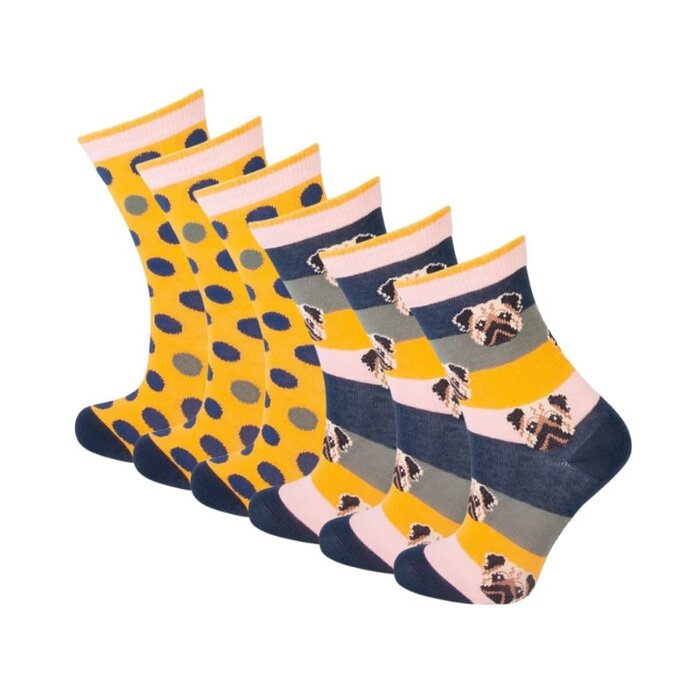 6 Paar meisjessokken - Dogs and Dots