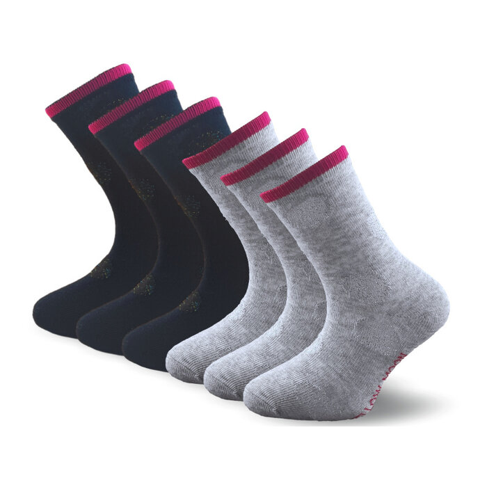 6 Paar meisjessokken met Glitters - Zwart/Grij