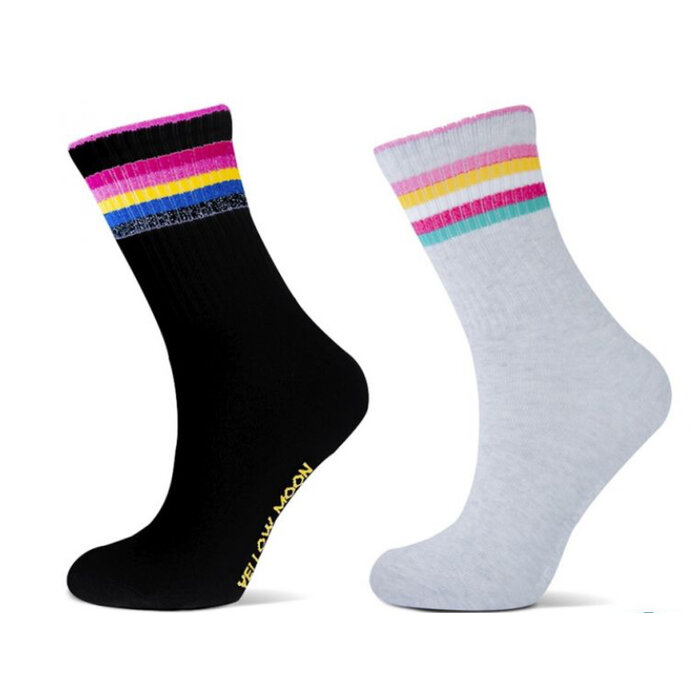 2 Paar meisjes sokken - Glitter-Strepen - Zwart/Grijs