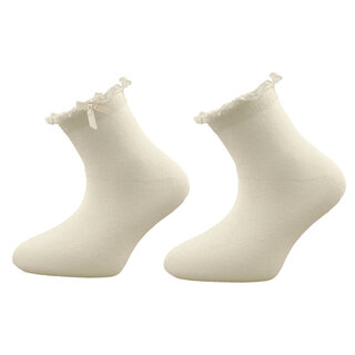 2 paar meisjessokken - Ruches/Strikje - Ecru