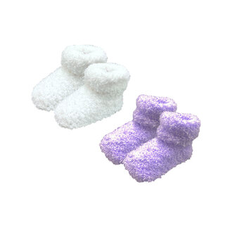2 paar Meisjes Babysokken - One size - Wit-Paars