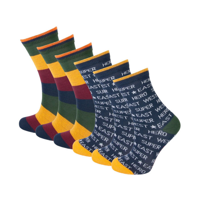 6 Paar kindersokken - Strepen-Hero