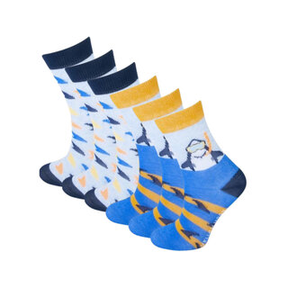 6 Paar kindersokken - Happy Shark - Multicolor