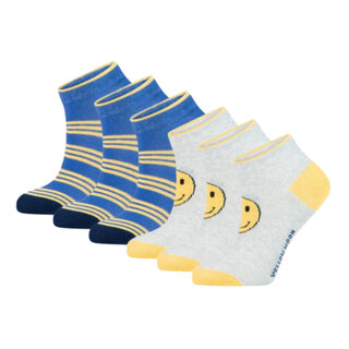 6 paar sneakersokken - Smiley - Blauw/Grijs