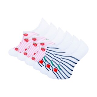 6 paar meisjes Footies - Aardbei-Kers - Strepen