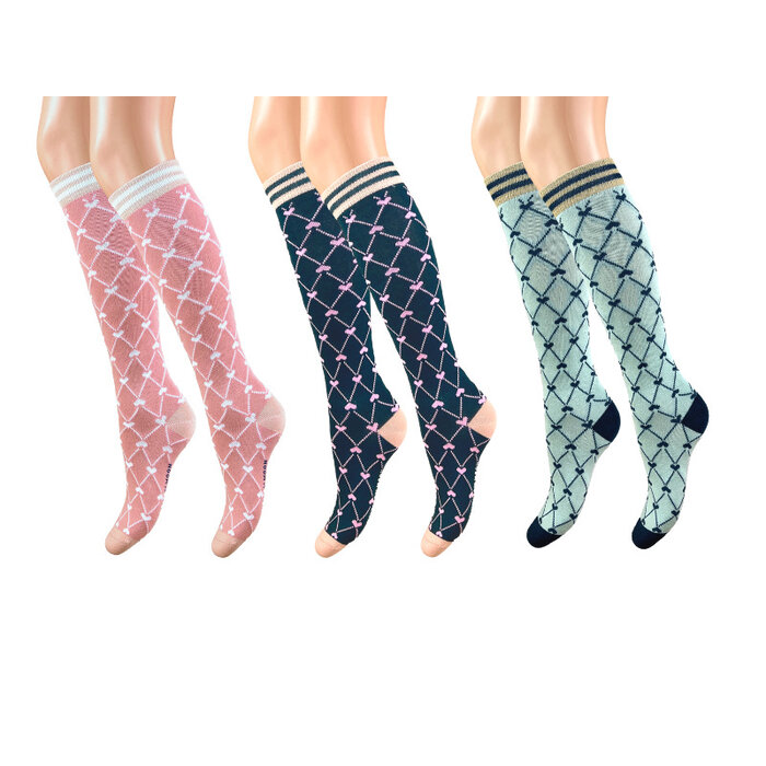 3 paar meisjes kniekousen - Hartjes - Mix