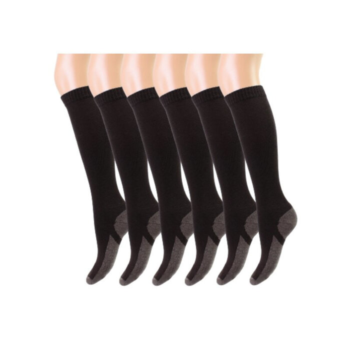 6 paar Kinder kniekousen badstof zool bruin