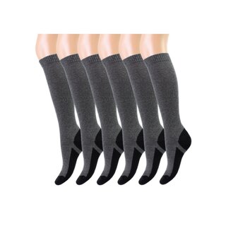 6 paar Kinder kniekousen badstof zool grijs