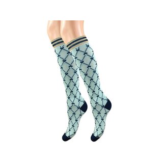 Meisjes Kniekous hartjes glitter mint