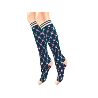 Meisjes Kniekous hartjes glitter marineblauw