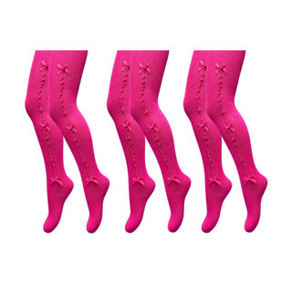3 Pack Maillots meisjes strikjes fuchsia