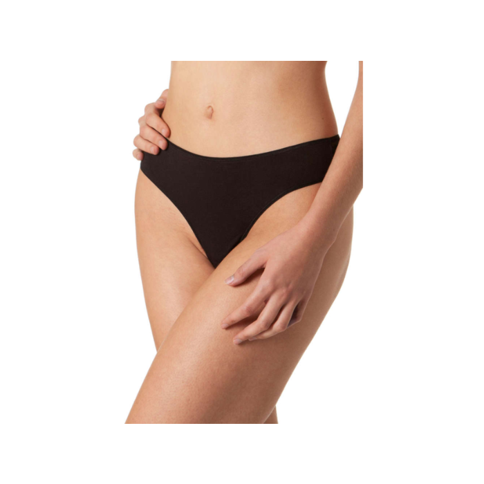 Dames string met kanten achterkant Bamboe Zwart