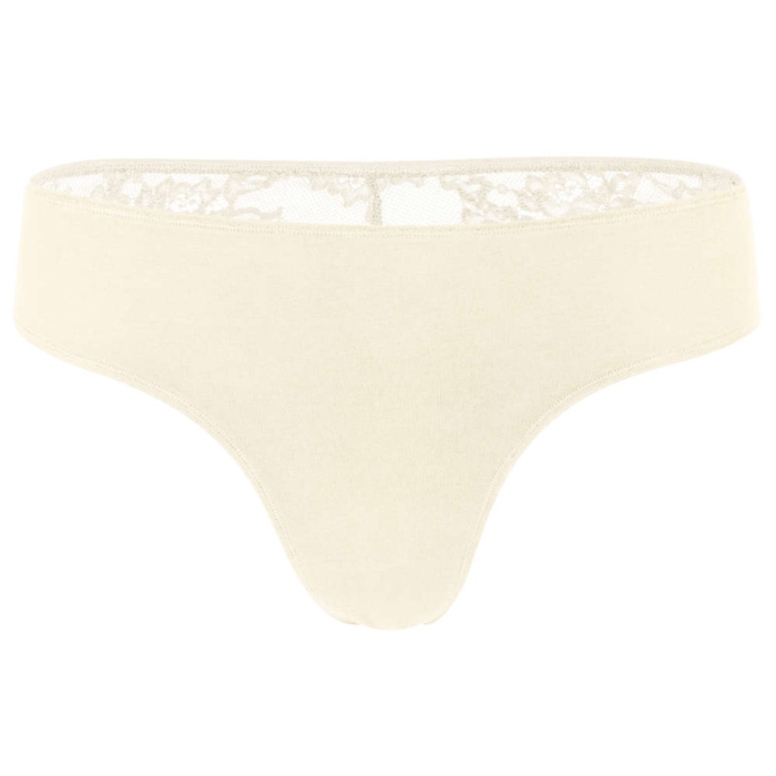 Dames string met kanten achterkant 3 stuks Bamboe Champagne