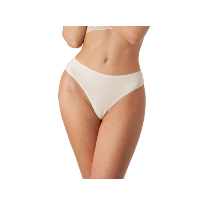 Dames string met kanten achterkant 3 stuks Bamboe Champagne