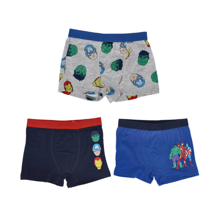 3 Pack Avengers jongens boxershorts grijs-marineblauw-blauw