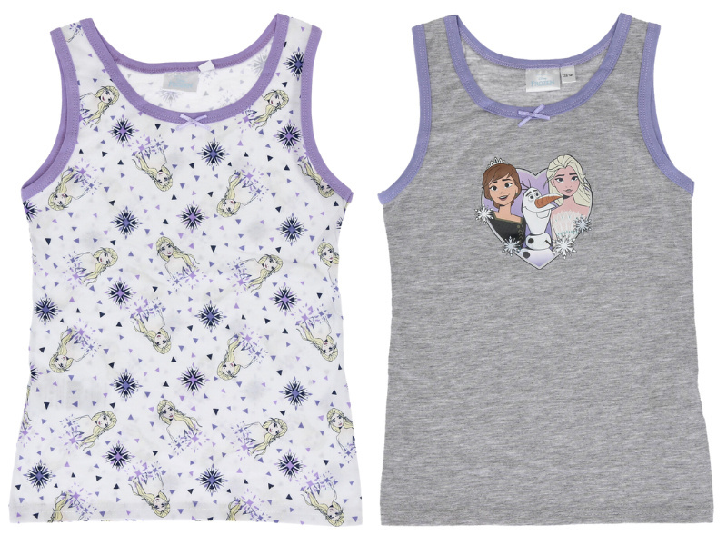 2 pack Meisjes onderhemden Frozen wit/grijs