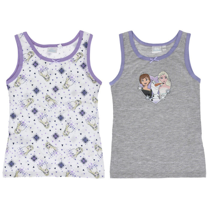 2 pack Meisjes onderhemden Frozen wit/grijs