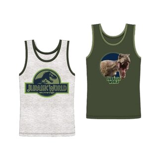 2 pack Jongens onderhemden Jurassic World grijs/groen