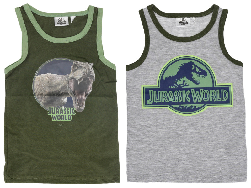2 pack Jongens onderhemden Jurassic World grijs/groens