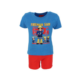 Kinderpyjama shortama Fireman Sam blauw/rood