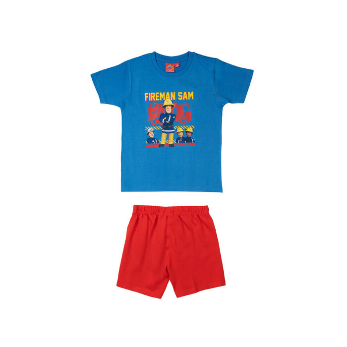 Kinderpyjama shortama Fireman Sam blauw/rood