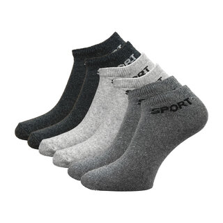 6 paar basic dames sneakersokken antraciet/grijs