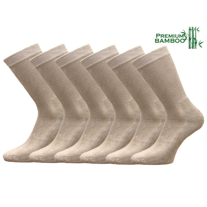 6 paar Badstof sokken bamboe wandelsokken naadloos ecru