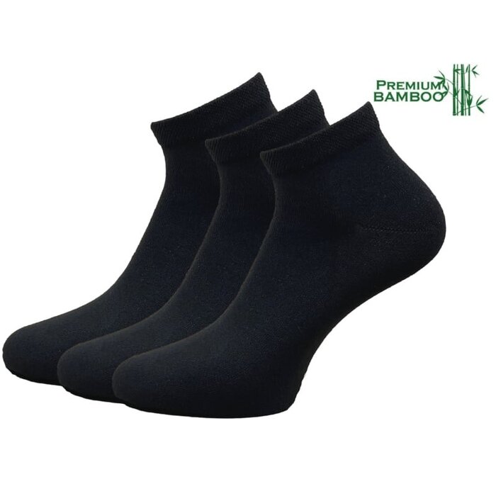 3 paar halfhoge sneakersokken heren bamboe sokken naadloos zwart