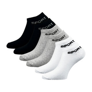 6 paar basic dames sneakersokken zwart/grijs/wit