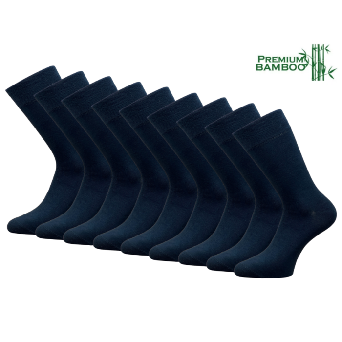 9 paar zachte Bamboe sokken Naadloos Donker Marineblauw