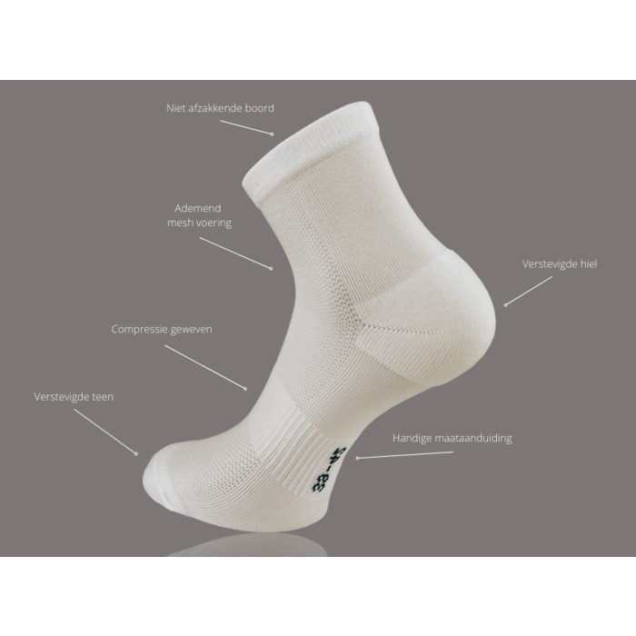 6 paar Compressie Quarter Sportsokken - Off-white